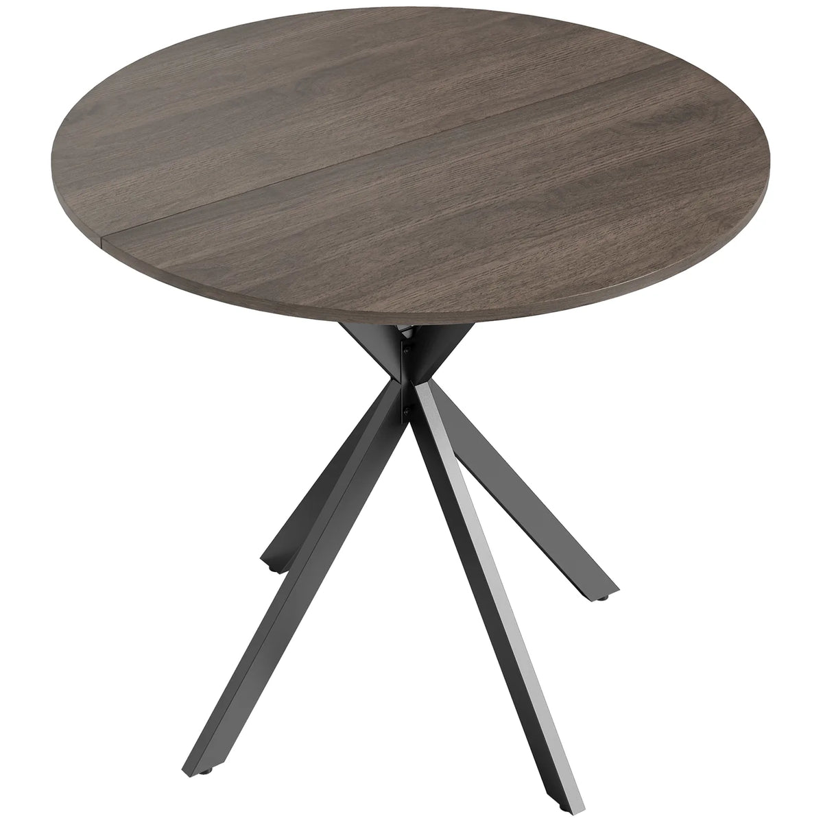 HOMCOM 80cm Industrial Round Dining Table with Steel X-Legs – Wood-Effect Kitchen Table for Two, Brown
