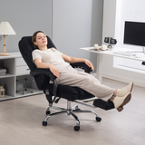 Black velvet heated massage office chair