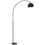 HOMCOM Adjustable Arc Floor Lamp, Faux Marble Base – Black
