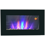HOMCOM 1000W Wall Mounted Electric Fireplace Heater with Tempered Glass, LED Flame Effect & Remote – Black