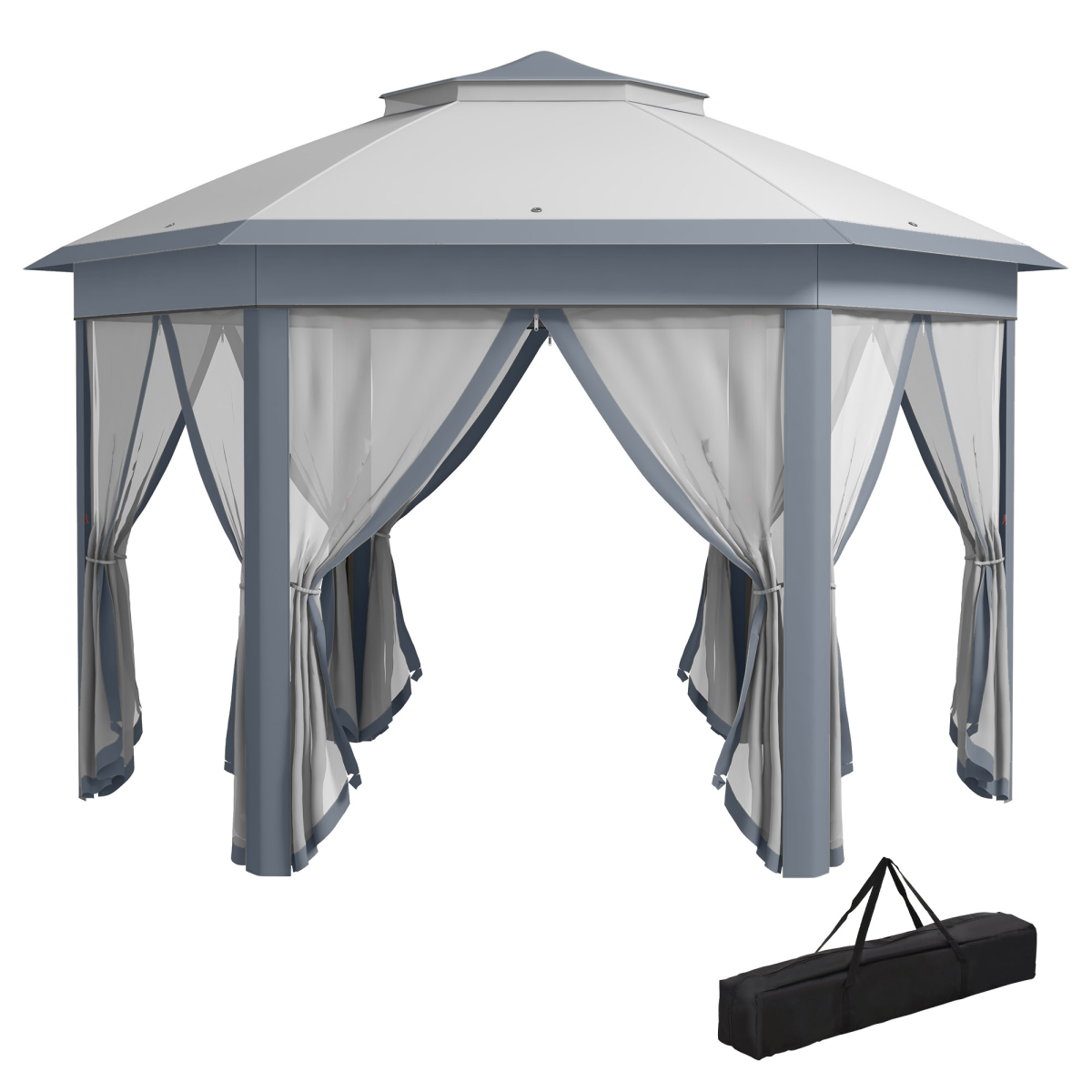 Grey hexagon pop-up gazebo