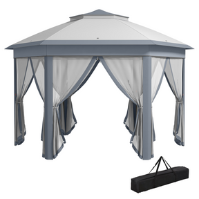 Grey hexagon pop-up gazebo