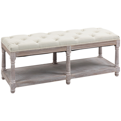 Cream tufted bed end bench