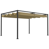 Outsunny 3x2m Metal Pergola Gazebo with Retractable Canopy – Patio Sun Shelter, Khaki