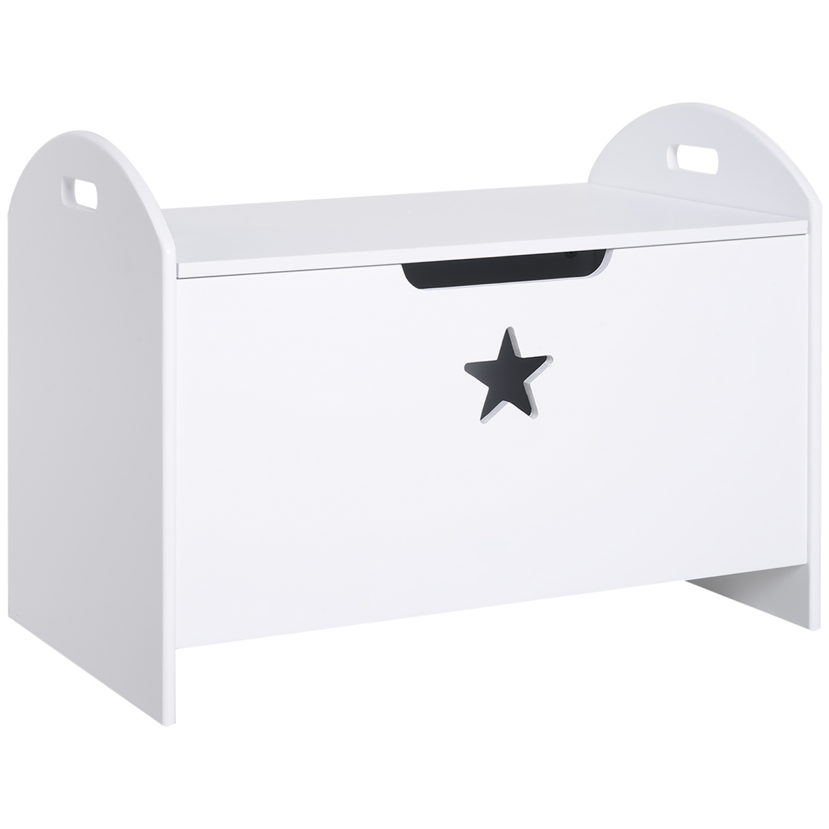 HOMCOM Kids Wooden Toy Box with Side Handles and Easy-Lift Lid – Children's Storage Organiser, White
