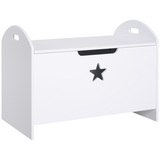 HOMCOM Kids Wooden Toy Box with Side Handles and Easy-Lift Lid – Children's Storage Organiser, White