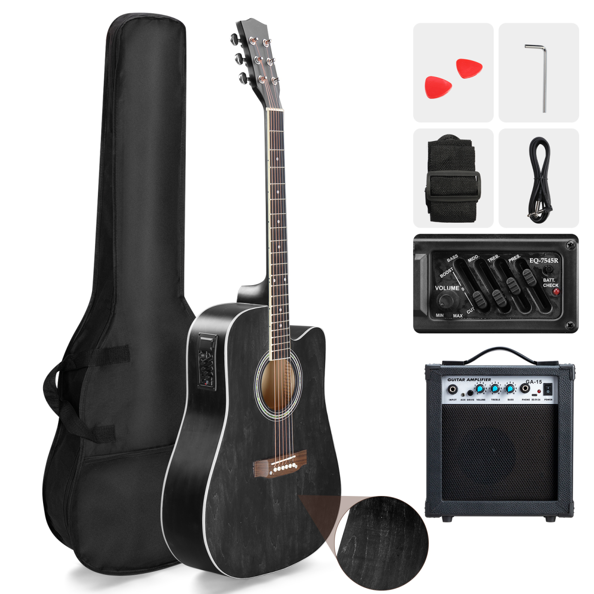 Black 41 inch acoustic guitar kit