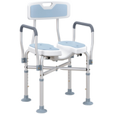 HOMCOM Padded Bath Chair with Slotted Seat and Adjustable Height – Aluminium Shower Seat with Handles