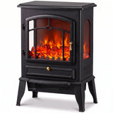 HOMCOM 3-Sided Electric Fireplace Stove, 1000W/2000W Freestanding Heater with 3D Flame Log – Black