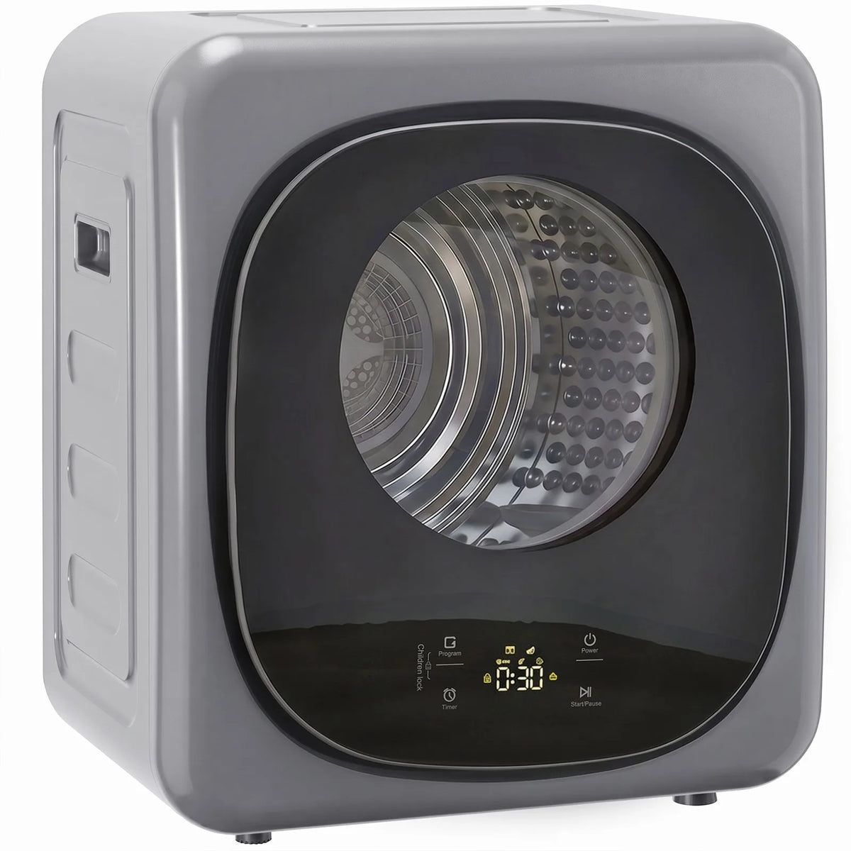 HOMCOM 4kg Vented Compact Tumble Dryer with 5 Drying Modes and Touch Display – 800W Dryer, Silver