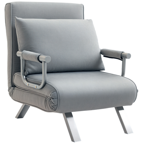 HOMCOM light grey foldable sofa bed armchair