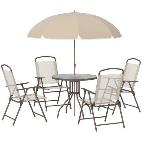 Outsunny 6 piece garden dining set with parasol