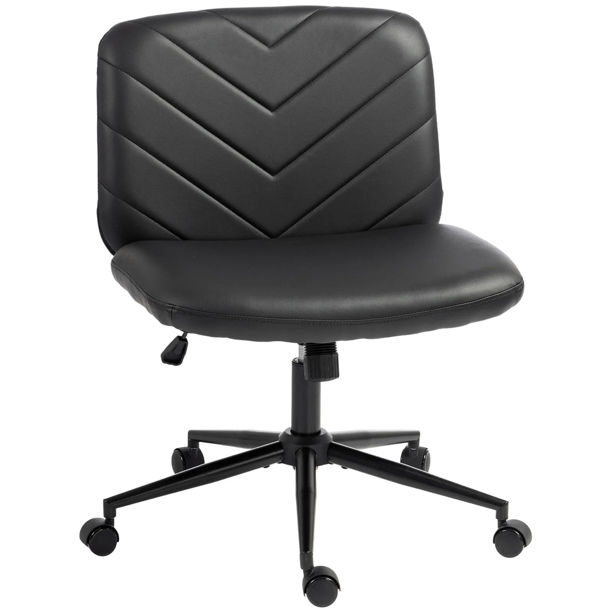 HOMCOM Armless Home Office Chair with 62cm Wide Seat & Rocking Function – Cross-Legged Swivel Chair, Black