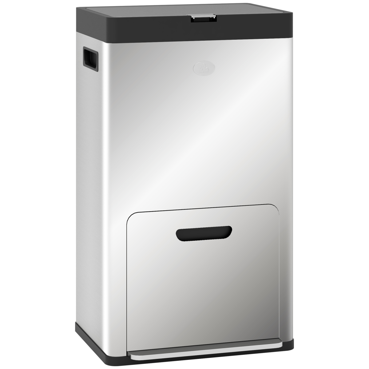 HOMCOM 56L three compartment stainless steel pedal bin