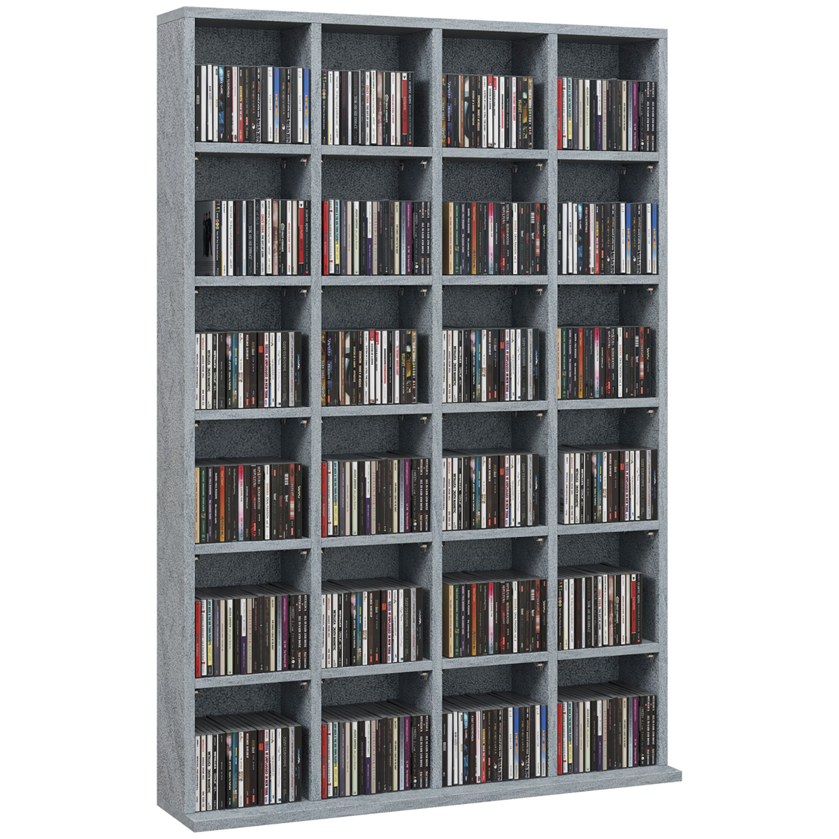 HOMCOM DVD, CD and Blu-ray Media Storage Rack – Four-Column Display Shelf Unit for Living Room, Grey