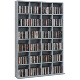 HOMCOM DVD, CD and Blu-ray Media Storage Rack – Four-Column Display Shelf Unit for Living Room, Grey