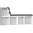 White 2-tier bookcase with cushions
