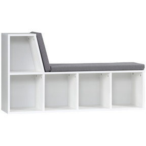 White 2-tier bookcase with cushions