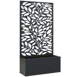 Outsunny Outdoor Metal Planter, with Back Trellis – Black