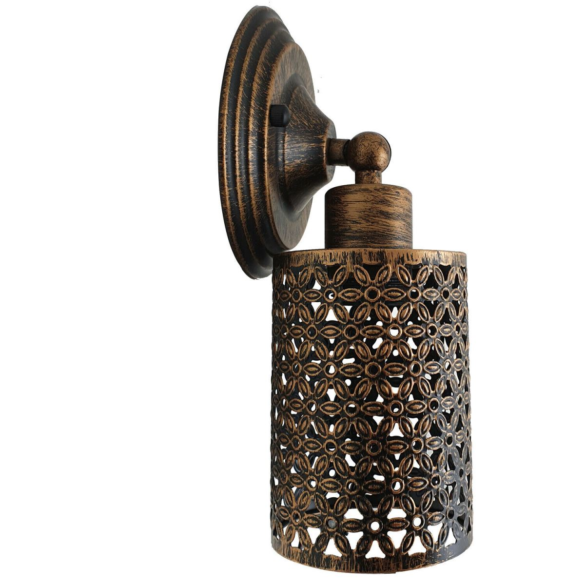 LEDSone Vintage Industrial Brushed Copper Cage Wall Light – Retro Loft Porch Wall Sconce, E27