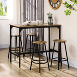 5-Piece Bar Table and Stool Set with 4 Stools – Space-Saving Pub Dining Set, Rustic Brown and Black