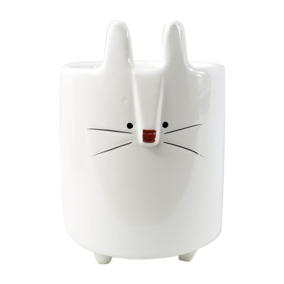 Ceramic White Rabbit Pen Pot Holder 15cm – Cute Desk Organiser