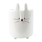 Ceramic White Rabbit Pen Pot Holder 15cm – Cute Desk Organiser