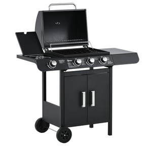 Deluxe 3+1 burner gas BBQ grill trolley