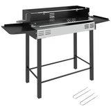 Outsunny Charcoal Rotisserie Spit Roaster with 3-Tier Grill Grate and Foldable Shelves – Stainless Steel BBQ