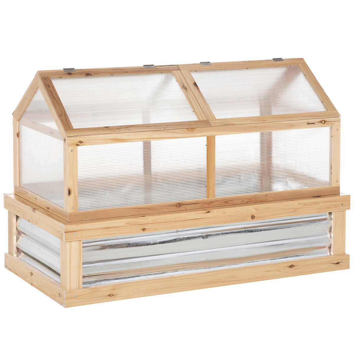 Outsunny Raised Garden Bed with Greenhouse Top, Polycarbonate Panels & Openable Roof – 122 x 61 x 81.7cm