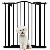 PawHut Adjustable Metal Pet Gate 74-80cm with Auto-Close Door and Double Lock – Safety Barrier, Black