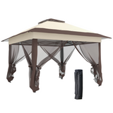 Outsunny Folding Canopy Tent with 3-Level Adjustable Height, Mesh Side Walls & Roller Bag – Portable Shelter