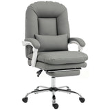 HOMCOM Ergonomic Executive Office Chair with 155° Recline, Lumbar Pillow & Footrest – PU Leather, Grey