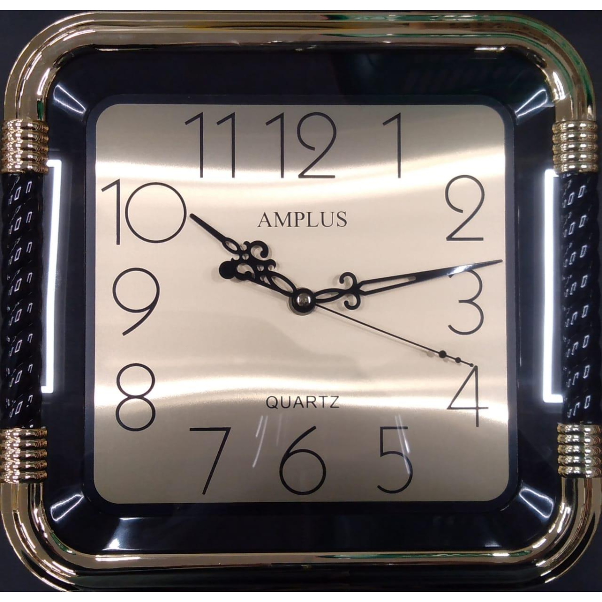 Amplus 11" Square Design Wall Clock in Gold – Modern Home Decor Wall Clock, Model PW111-170G