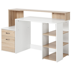 HOMCOM oak multi-storage workstation
