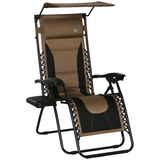 Outsunny Zero Gravity Lounger Chair with Canopy, Cup Holder Tray & Reclining Backrest – Patio Chair, Brown