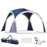 Outsunny 3.5 x 3.5M Dome Gazebo Party Tent with Open Shell & Top Hook – Event Shelter, Blue & Grey