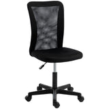 Vinsetto Armless Mesh Office Chair with Adjustable Height, 360° Swivel and Rolling Wheels, Black