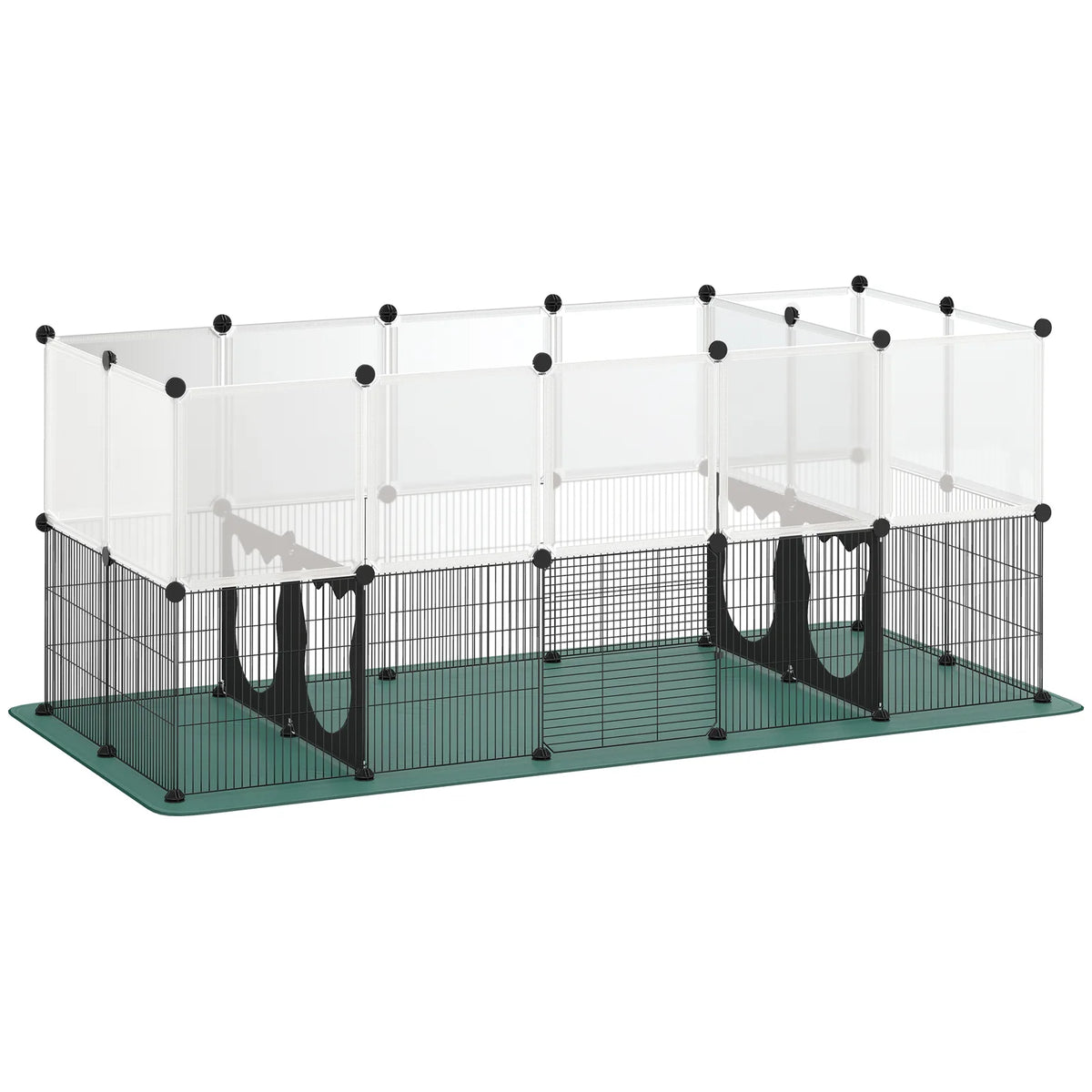 PawHut Small Animal Playpen with Waterproof Mat, 34-Panel DIY Metal Pet Fence – Indoor and Outdoor