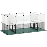 PawHut Small Animal Playpen with Waterproof Mat, 34-Panel DIY Metal Pet Fence – Indoor and Outdoor