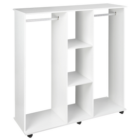 White mobile double open wardrobe