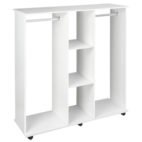 White mobile double open wardrobe