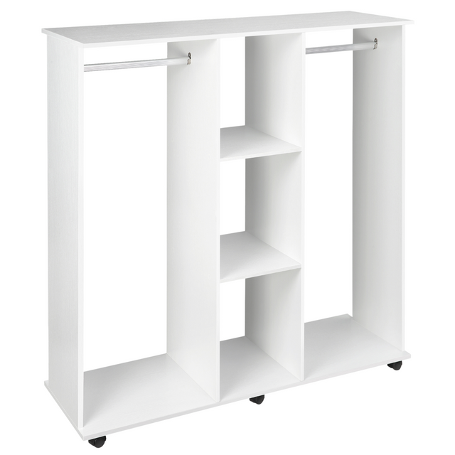 White mobile double open wardrobe