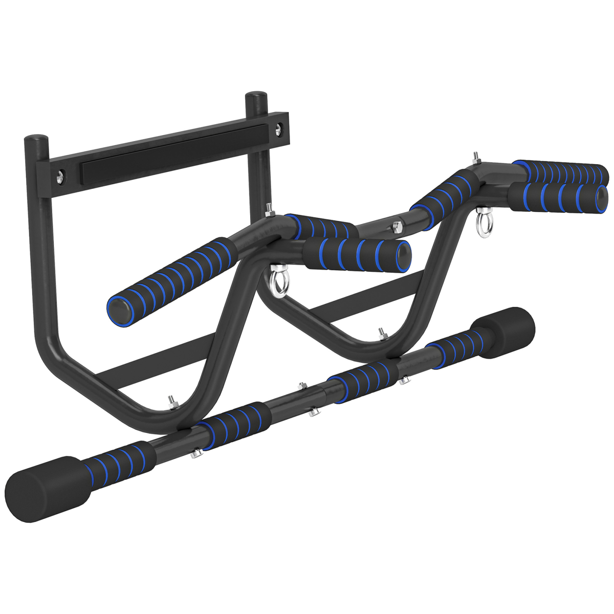 SPORTNOW Multi-Grip Doorway Pull Up Bar with Non-Slip Grips – Chin Up & Push Up Bar for Home Gym, Black