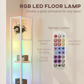 White bathroom storage cabinet with RGB LED lighting