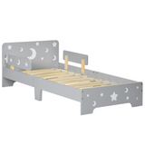 Kids Toddler Bed with Star & Moon Design and Safety Rails – Grey Children's Bed Frame, Ages 3-6