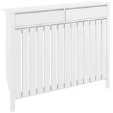 HOMCOM Rustic-Look Radiator Cover with Top Drawers and Slats, 93 x 119cm – Slimline Heater Cabinet, White