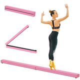 HOMCOM Foldable Gymnastics Balance Beam Trainer, 2.4m Suede Beam with 10cm Wide Top – Home Practice, Pink