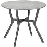 HOMCOM Round Dining Table for 4 with Metal Frame and Anti-Slip Foot Pads, 90cm – Space-Saving Kitchen Table, Grey
