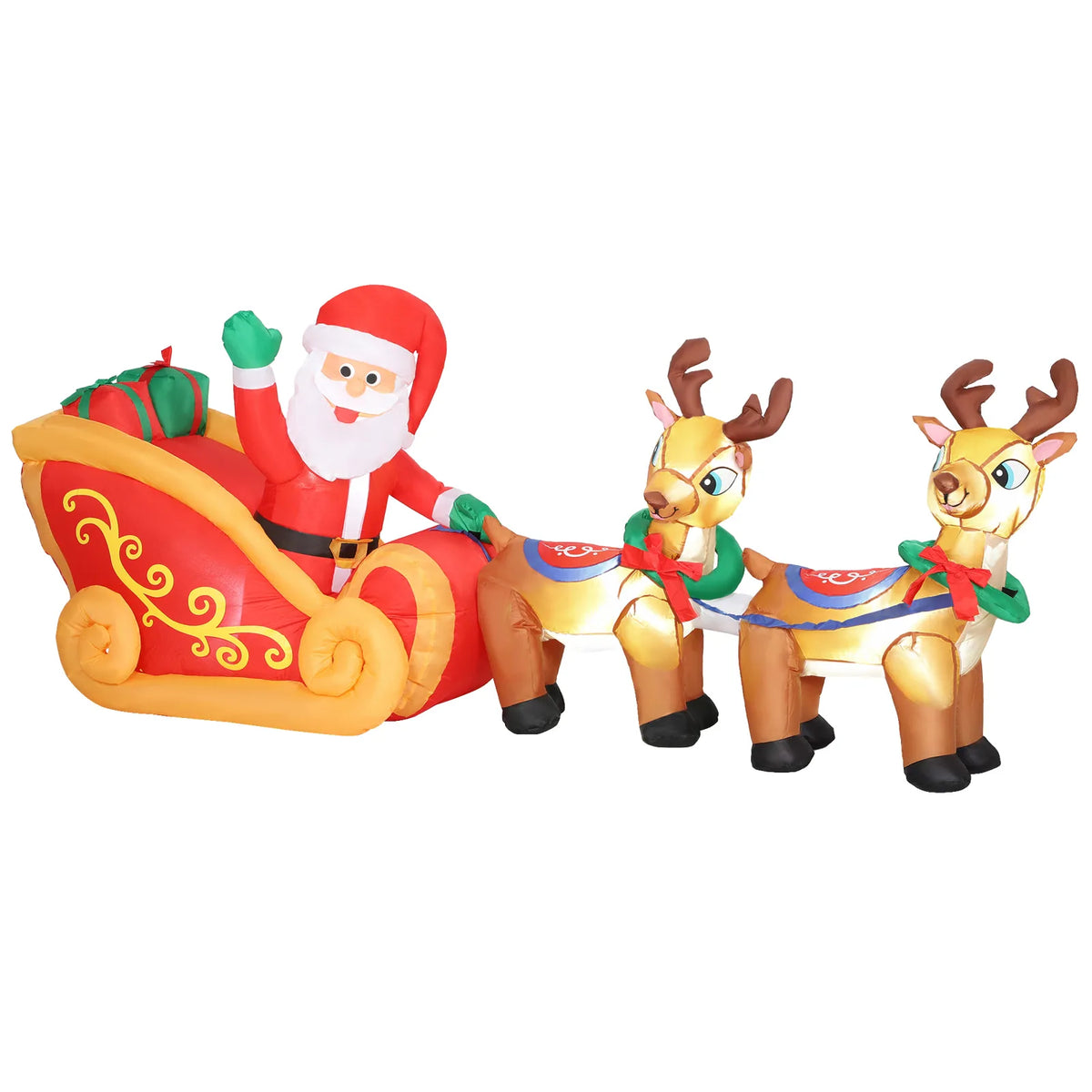 Outsunny 7.9ft Christmas Inflatable Santa on Sleigh with Two Reindeer